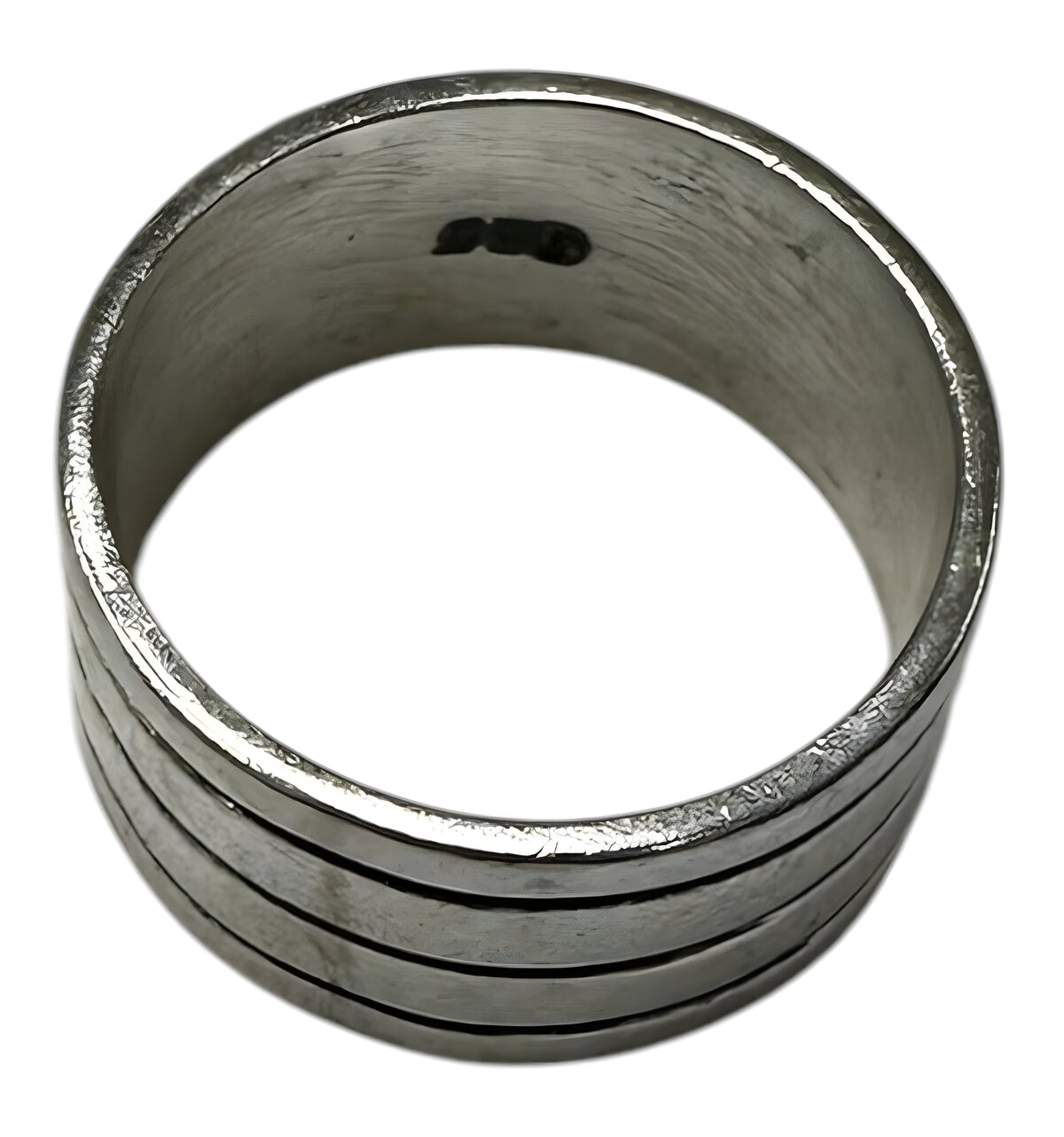 Sterling Silver Vintage Mexico Lined Wide Band Ring Size 9