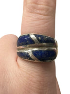 Sterling Silver Lapis Inlay Ring Size 7.25
