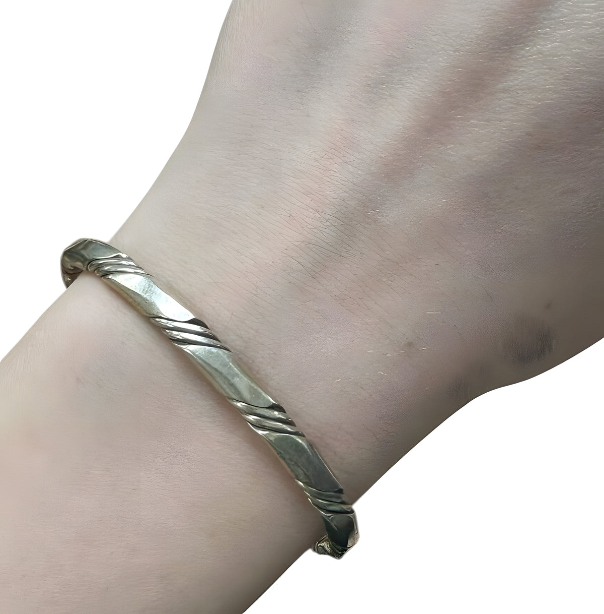 Vintage 925 Sterling Silver Engraved Twisted Cuff Bracelet