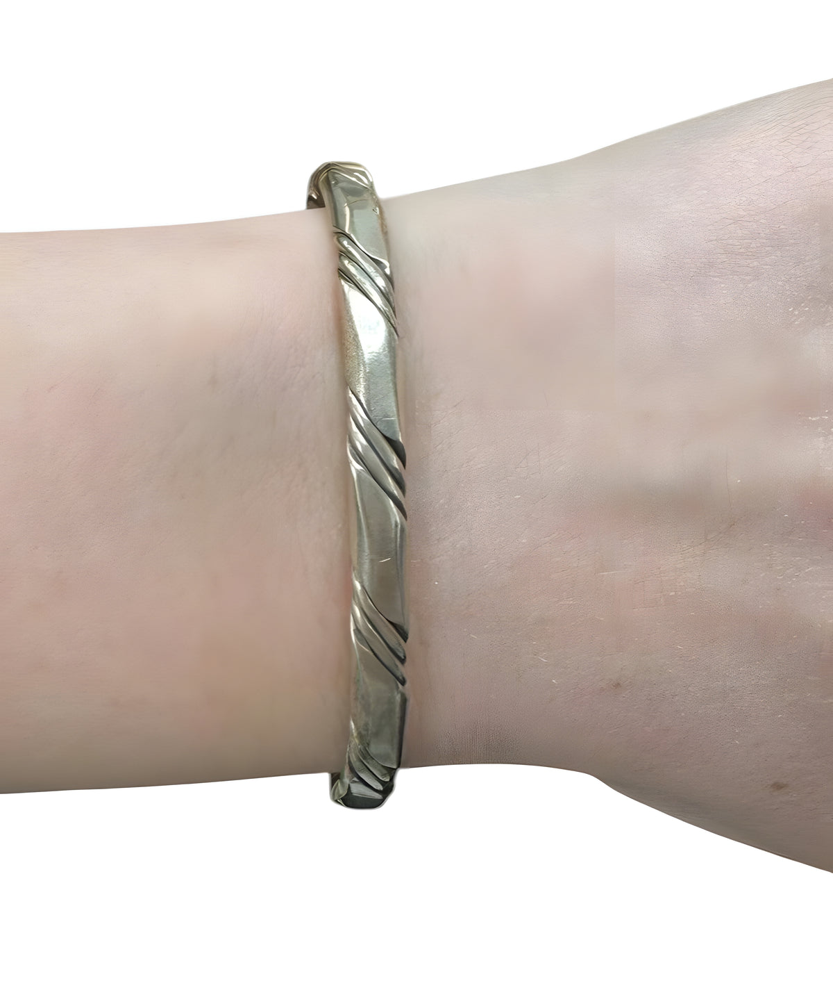 Vintage 925 Sterling Silver Engraved Twisted Cuff Bracelet