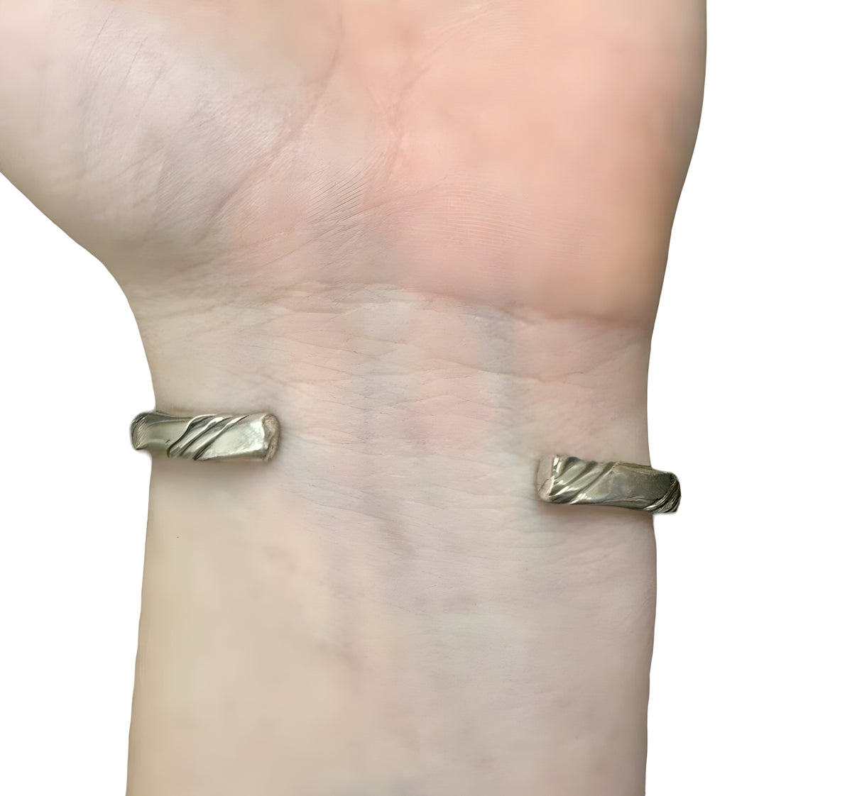 Vintage 925 Sterling Silver Engraved Twisted Cuff Bracelet