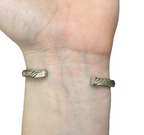 Vintage 925 Sterling Silver Engraved Twisted Cuff Bracelet