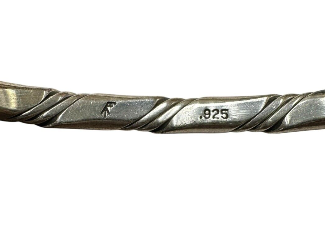 Vintage 925 Sterling Silver Engraved Twisted Cuff Bracelet