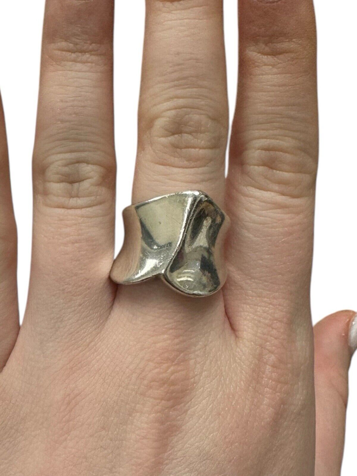Sterling Silver Robert Lee Morris Modernist Wedged Ban Ring Size 5.75