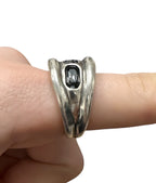 Uno De 50 Sterling silver ring with 3 gray crystals size 8.5