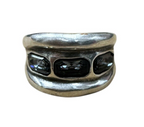 Uno De 50 Sterling silver ring with 3 gray crystals size 8.5