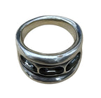 Uno De 50 Sterling silver ring with 3 gray crystals size 8.5