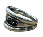 Uno De 50 Sterling silver ring with 3 gray crystals size 8.5