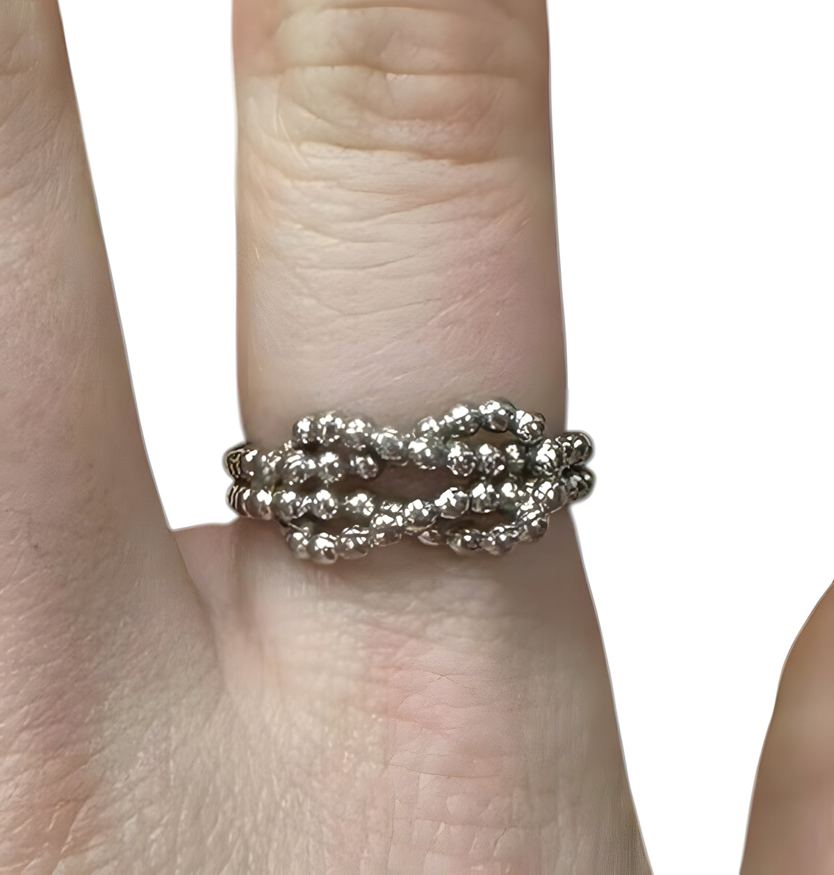 Sterling Silver Knot Bead Ring