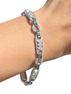 1930's Platinum and 1.90 ctw Diamond Bracelet with 1.00ctw of Emeralds