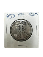 1945 D 50C Walking Liberty Half Dollar EF
