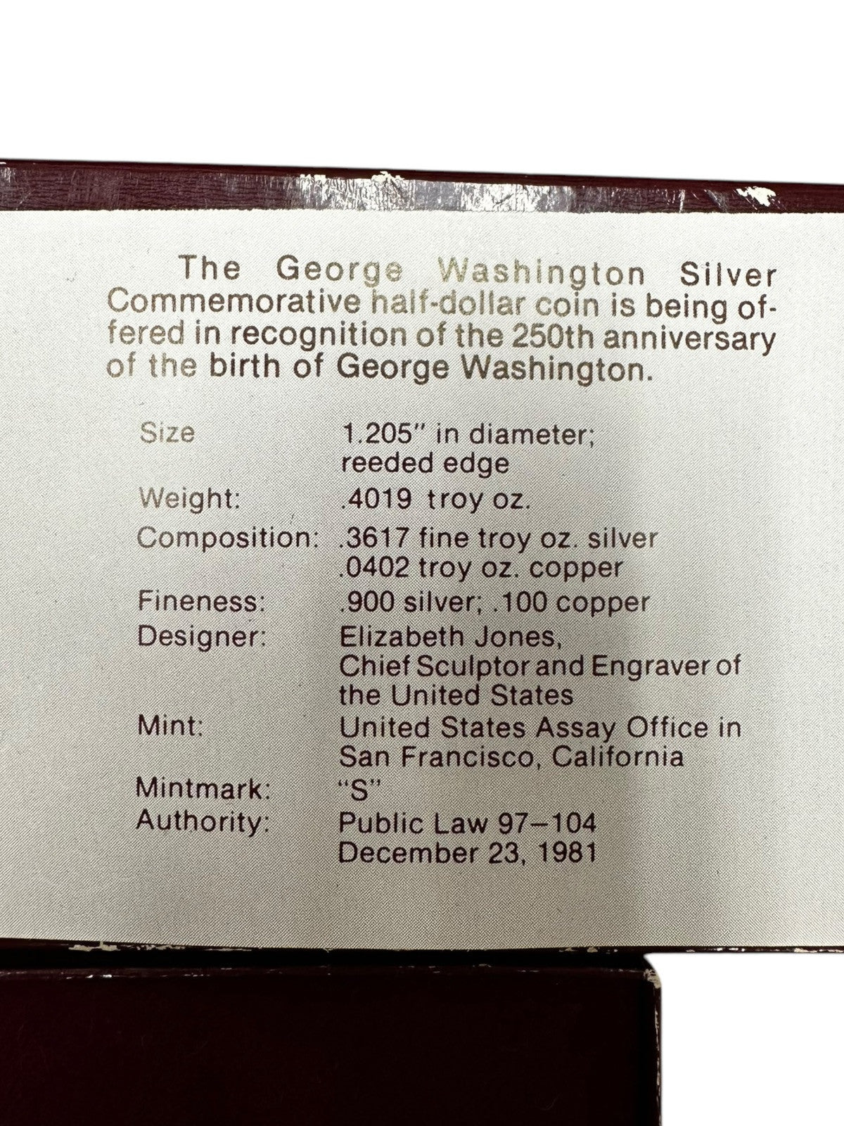 1732-1982 George Washington Silver Commemorative Half Dollar