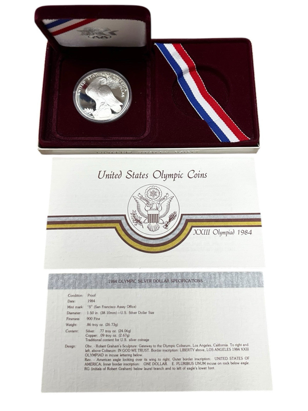 1984 S United States Olympic Coin Silver Dollar Proof