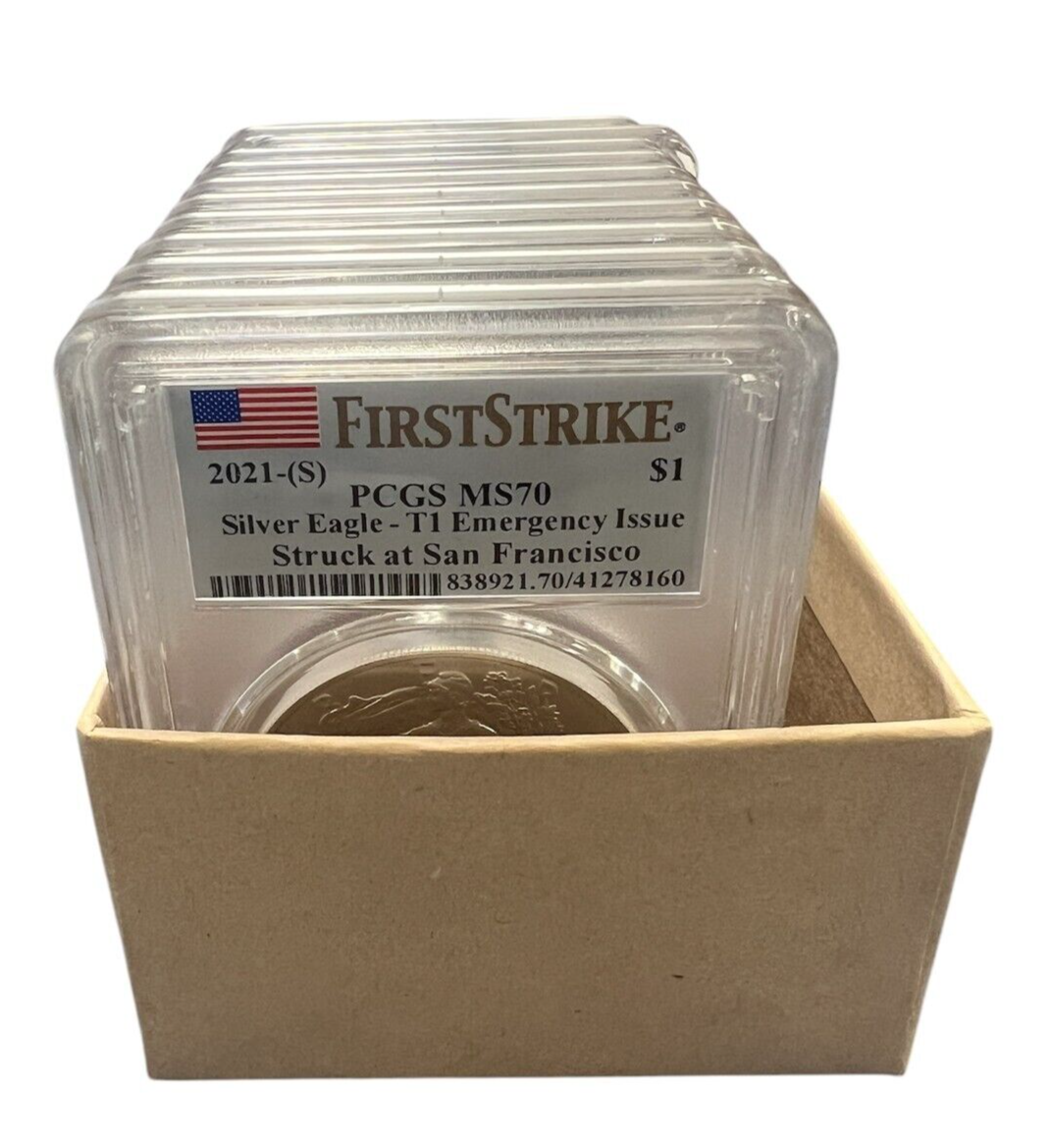 2021-S T1 Silver Eagle PCGS MS70 FS Emergency Issue - Struck at San Francisco