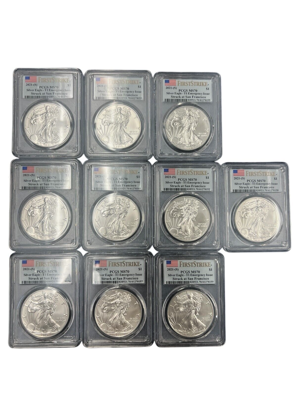 2021-S T1 Silver Eagle PCGS MS70 FS Emergency Issue - Struck at San Francisco