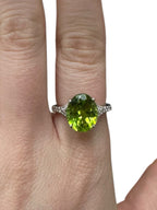 Platinum 5.5 Carat Peridot Ring Size 6.25