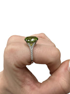 Platinum 5.5 Carat Peridot Ring Size 6.25