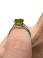 Platinum 5.5 Carat Peridot Ring Size 6.25