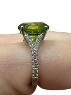 Platinum 5.5 Carat Peridot Ring Size 6.25