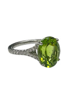 Platinum 5.5 Carat Peridot Ring Size 6.25