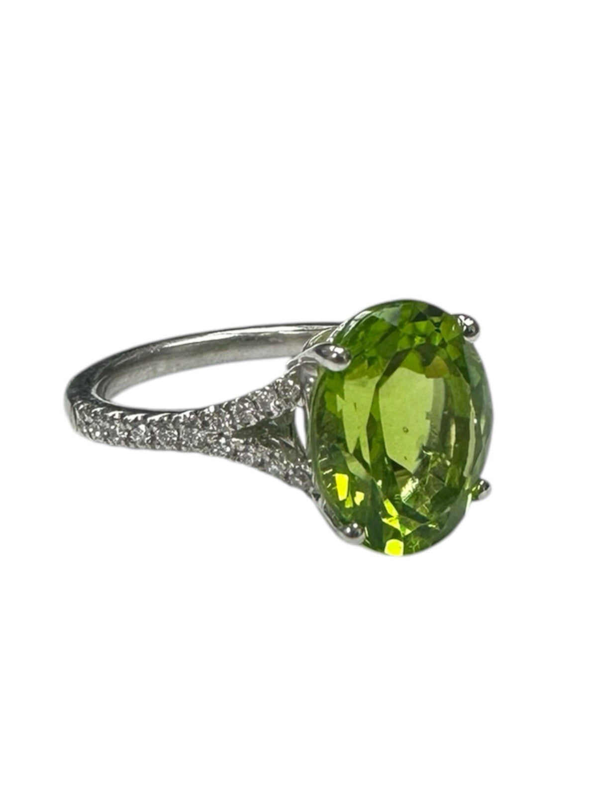 Platinum 5.5 Carat Peridot Ring Size 6.25