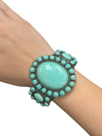 Anthony Skeets Sterling Silver And Turquoise Cluster Cuff