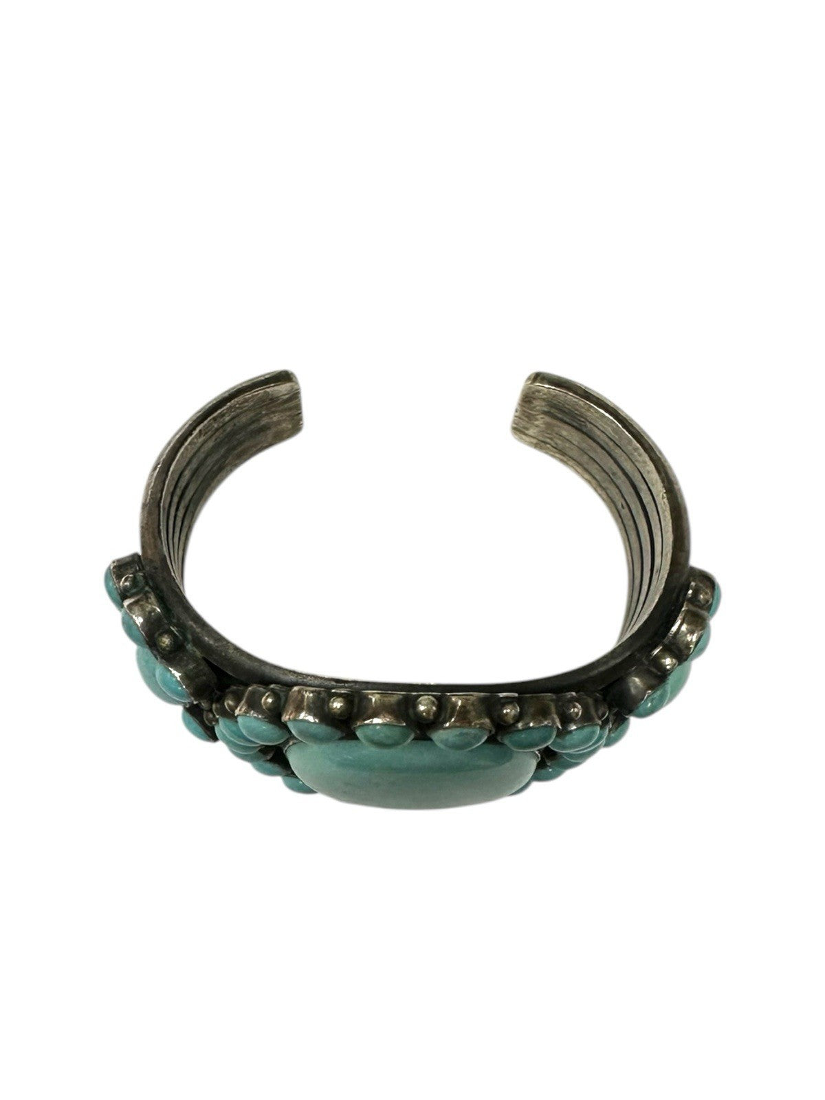 Anthony Skeets Sterling Silver And Turquoise Cluster Cuff