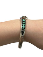 Sterling Silver R.A.B.Q Inlay Chevron Cuff Bracelet