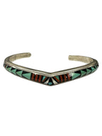 Sterling Silver R.A.B.Q Inlay Chevron Cuff Bracelet