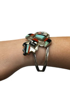 Vintage Zuni Inlay Cuff Bracelet by Herman Cecellicion | Kachina Sterling Silver