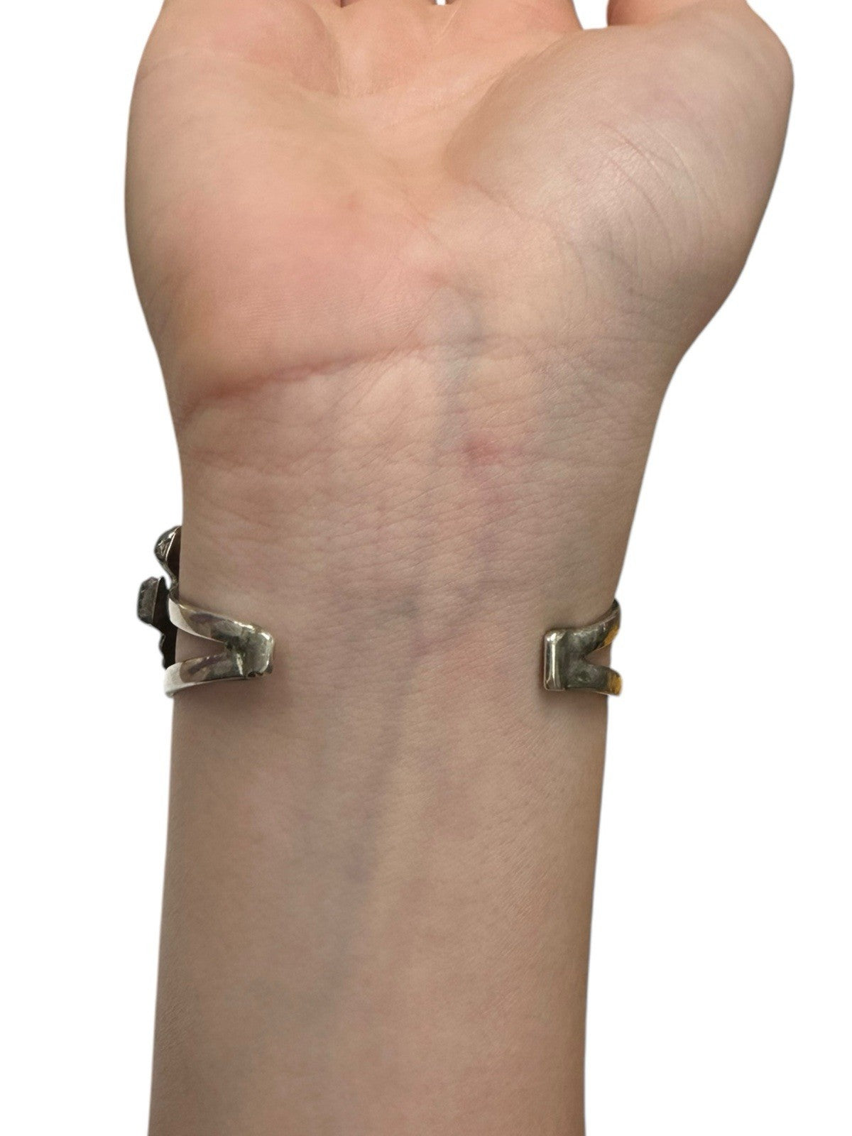 Vintage Zuni Inlay Cuff Bracelet by Herman Cecellicion | Kachina Sterling Silver