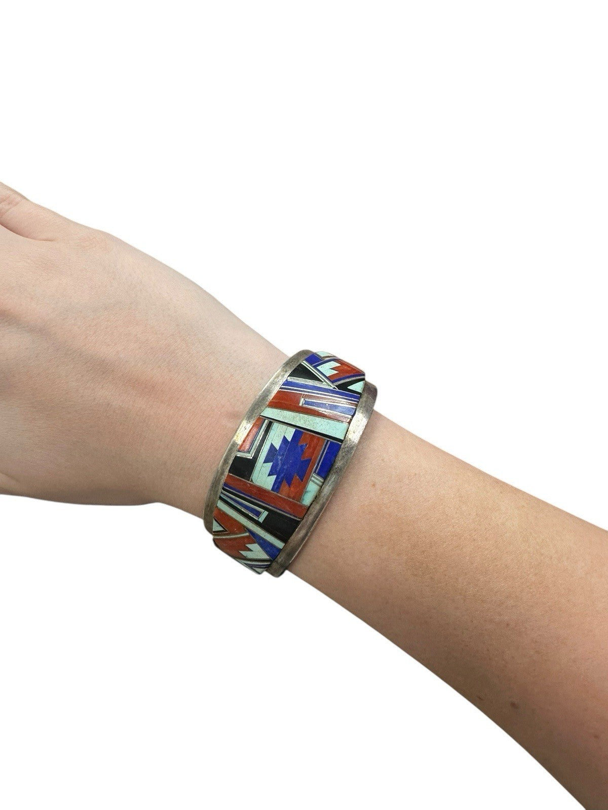 Navajo Inlay Cuff Bracelet by Tommy Jackson