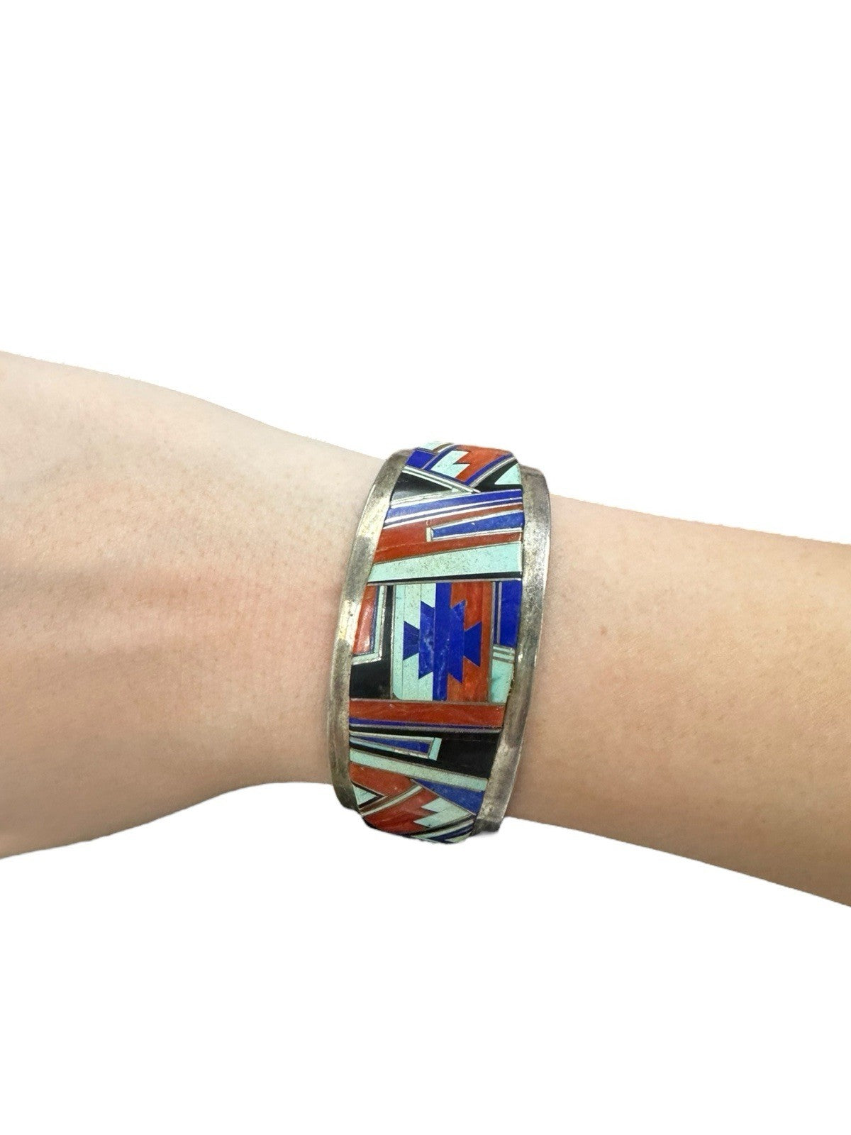 Navajo Inlay Cuff Bracelet by Tommy Jackson