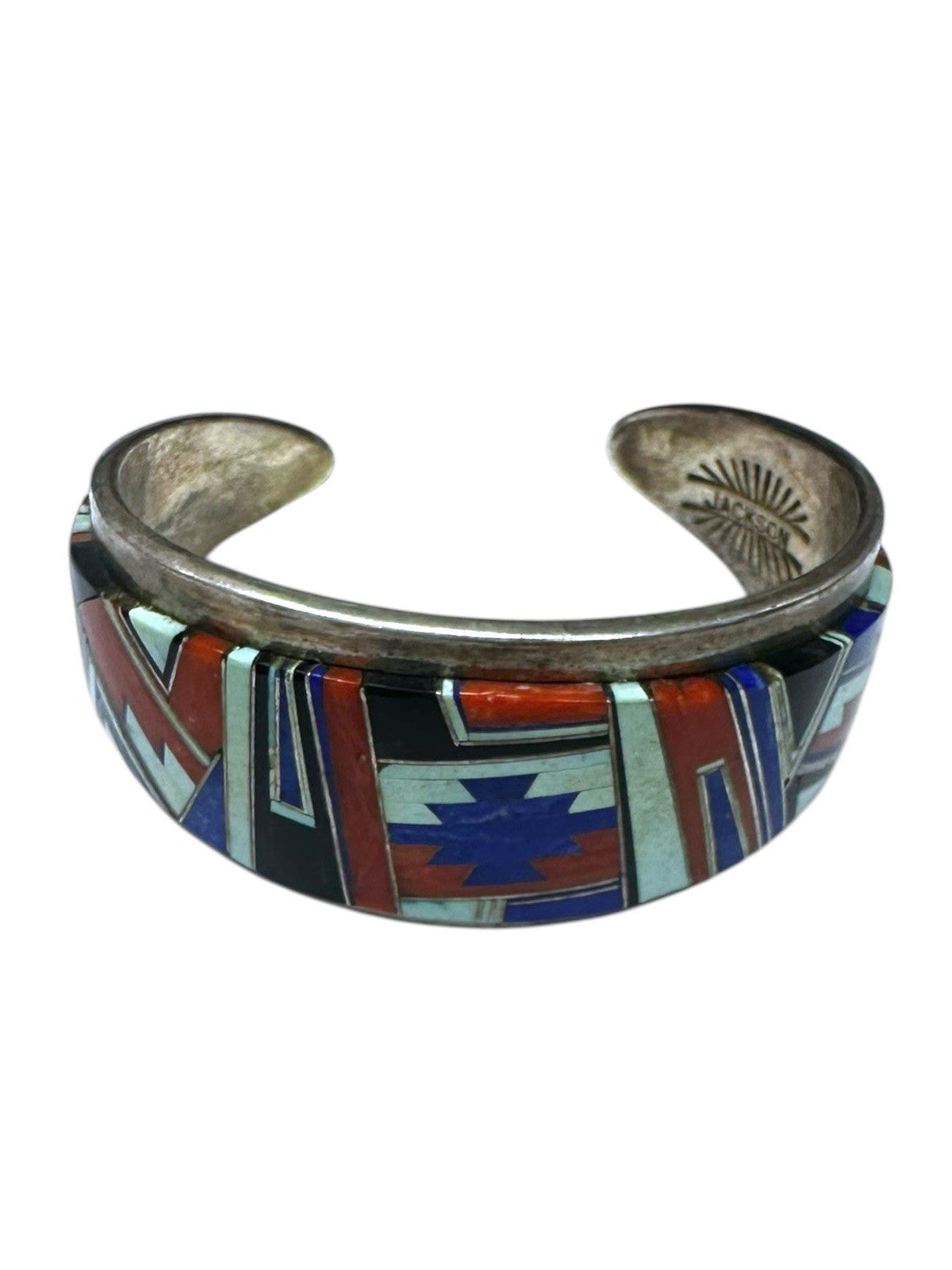 Navajo Inlay Cuff Bracelet by Tommy Jackson