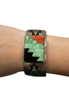 Vintage Verna Vacit Zuni Sterling Silver Inlay Cuff bracelet