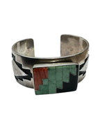 Vintage Verna Vacit Zuni Sterling Silver Inlay Cuff bracelet