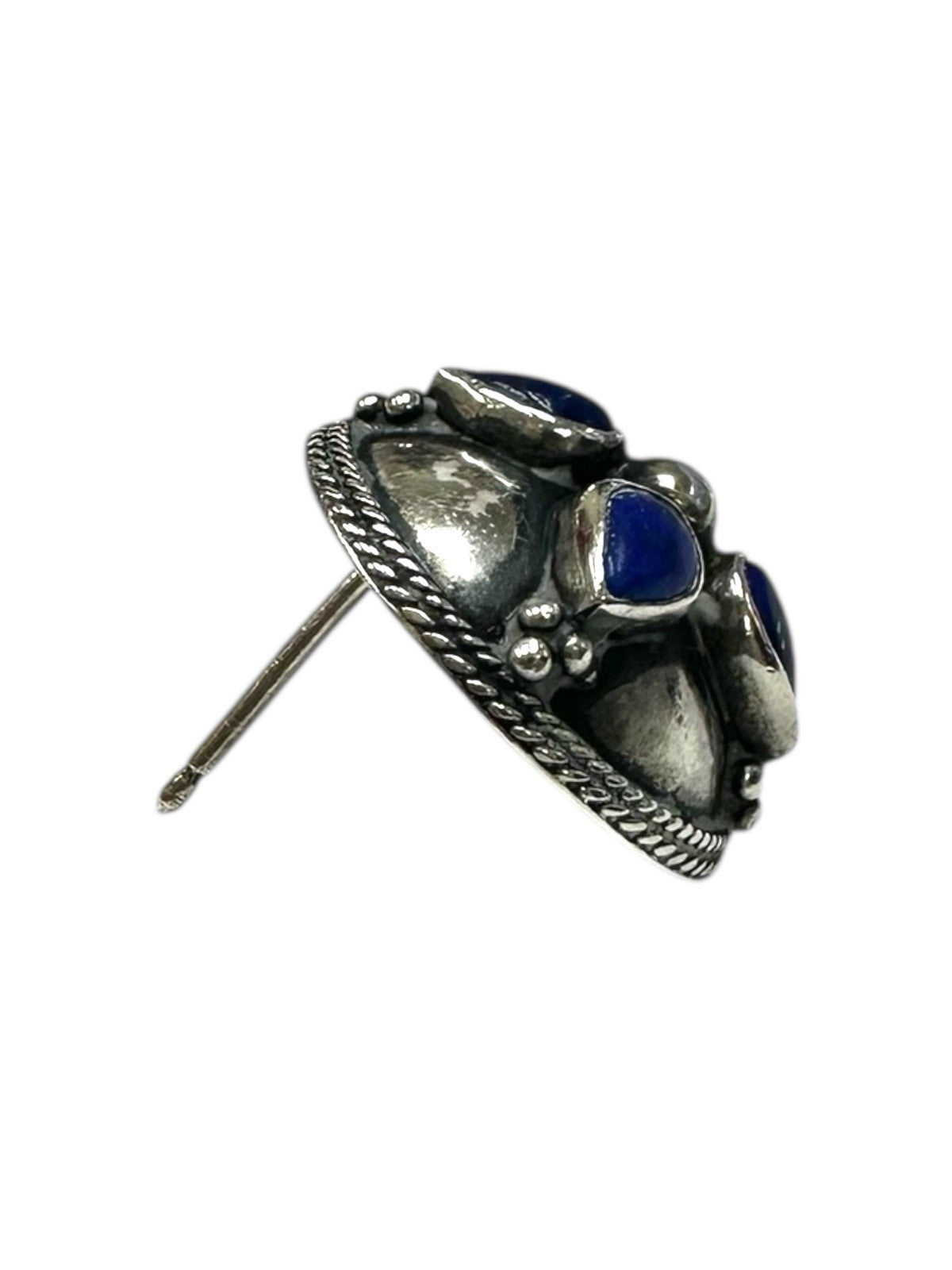 Sterling Silver Poppy Dandiya Lapis Stud Earrings