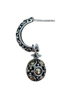 John Hardy Pearl Sterling Silver 18K Gold Dots Drop Dangle Earrings