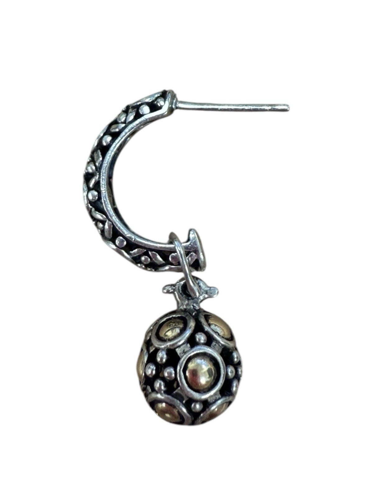 John Hardy Pearl Sterling Silver 18K Gold Dots Drop Dangle Earrings