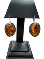 Sterling Silver And Baltic Amber Oval Drop Earrings