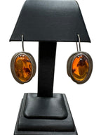 Sterling Silver And Baltic Amber Oval Drop Earrings
