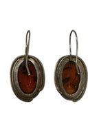 Sterling Silver And Baltic Amber Oval Drop Earrings