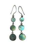 Sterling Silver Abalone Shell Round Drop Earrings