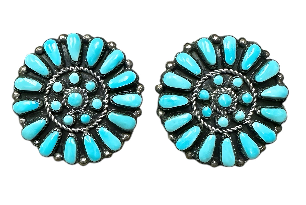 Sterling Silver Zuni Earrings Sleeping Beauty Turquoise