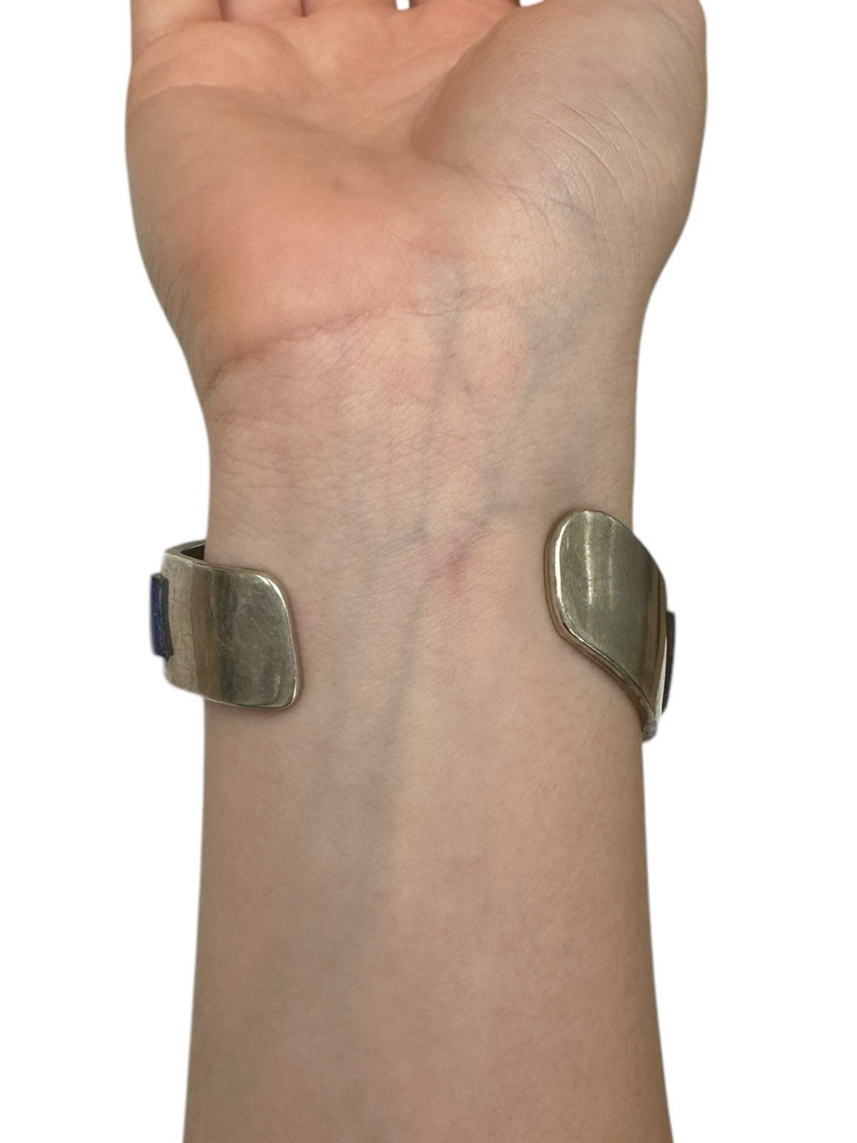 Sterling Silver Multistone Channel Inlay Sterling Silver Cuff Bracelet