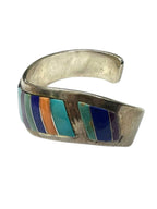 Sterling Silver Multistone Channel Inlay Sterling Silver Cuff Bracelet
