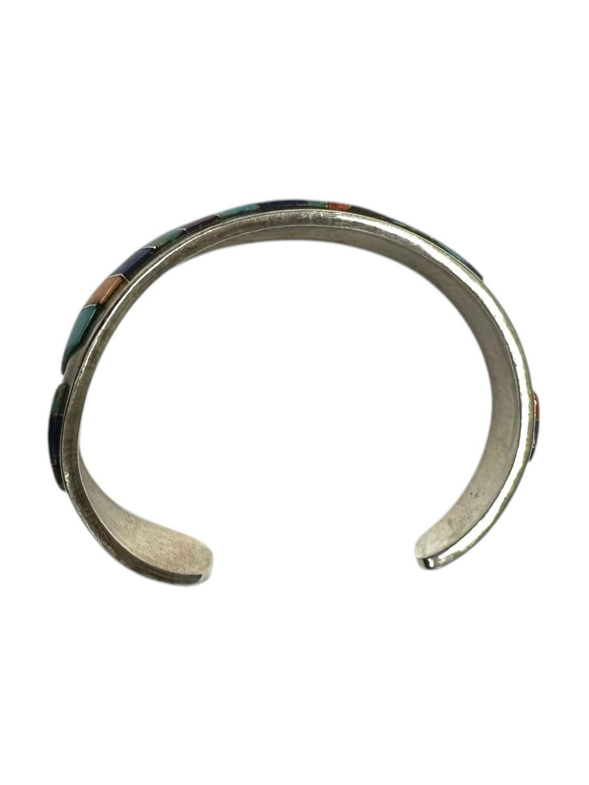 Sterling Silver Multistone Channel Inlay Sterling Silver Cuff Bracelet