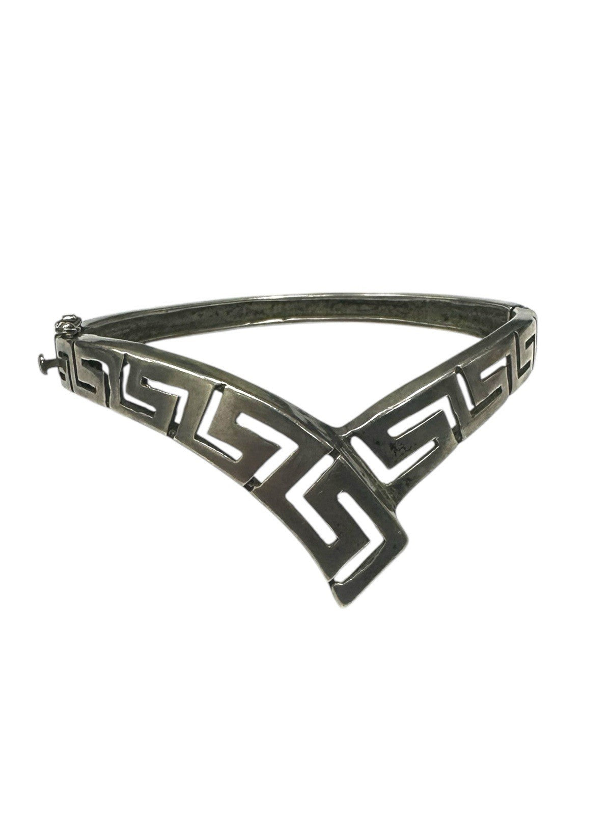 Sterling Silver Greek Key Cuff Bracelet – Signed “Mimi’s” – Mexico