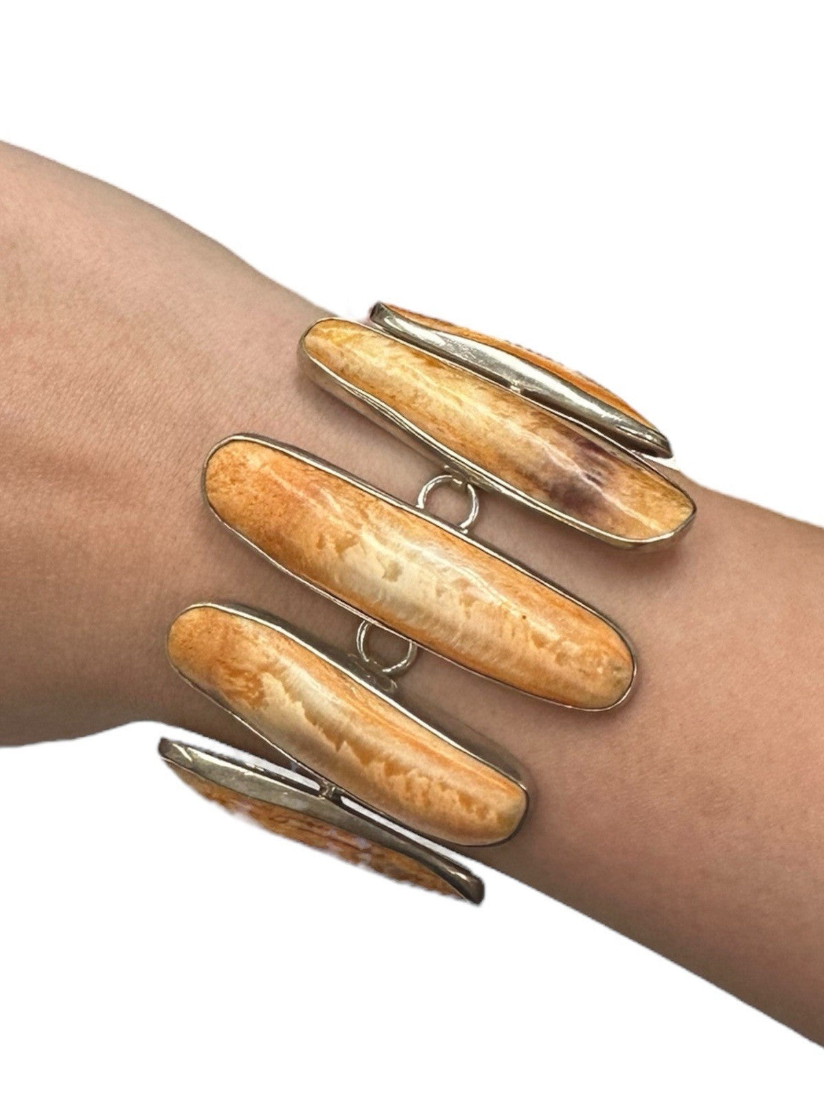 Sterling Silver Spiny Oyster or Fossil Shell Statement Bracelet