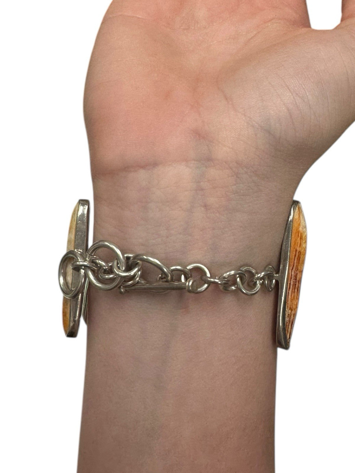 Sterling Silver Spiny Oyster or Fossil Shell Statement Bracelet